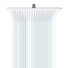 16"Chrome Rain Shower Head, Square Ultra Thin 304 Stainless Steel High Pressure