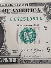 Birthday Anniversary Note July 25, 1980 Unc. Series 2021 $1 Bill E 07251980 A