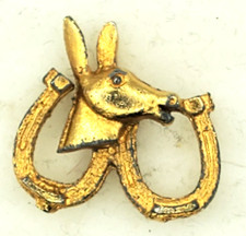 Vintage 1968 Democrat Donkey w Horseshoes from Gulf Oil Give Away Lapel Hat Pin