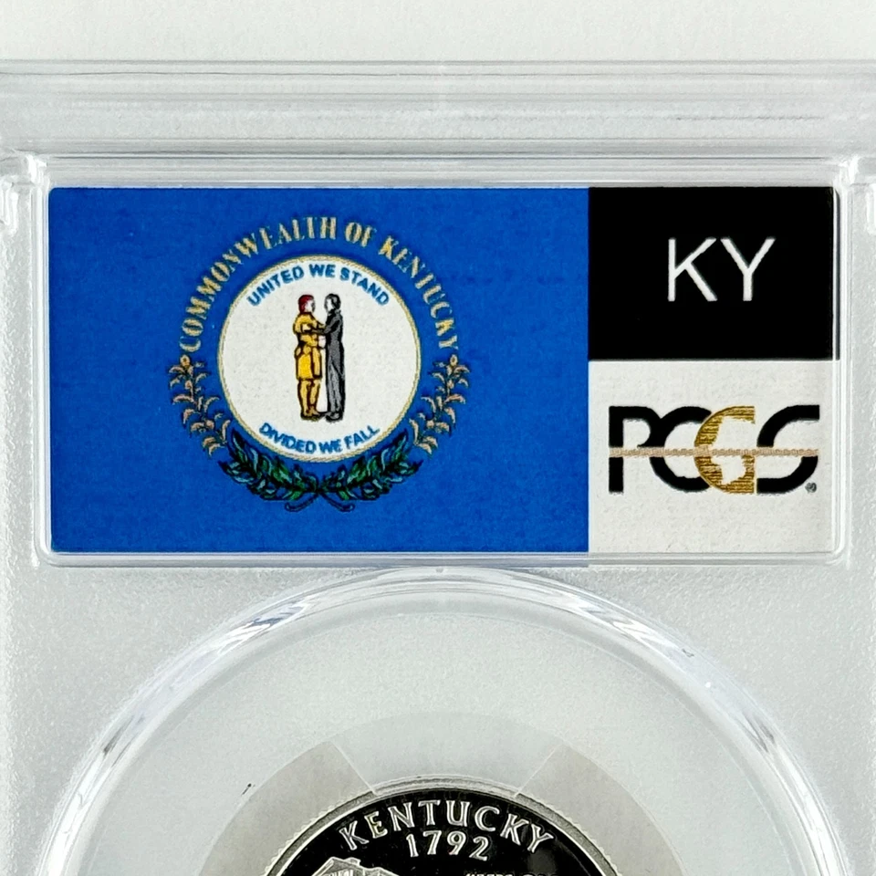 Kentucky Silver Quarter PR 70 DCAM PCGS 2001 S Best Top Grade 25c State Flag KY - Image 2 of 4