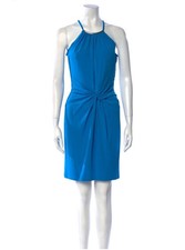 Michael Kors Chain Neck Halter Mini Midi Dress Blue Size 6 medium, NWT