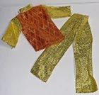 VTG 69 Barbie clone MADDIE MOD Gold/Orange Metallic Pants Set
