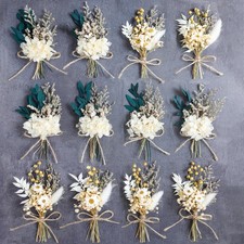 Mini Dried Flower Bouquet Set Pack of 12 Gift Decoration Gray Color
