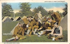 Postcard Military Life In The US Army Cantonment #35 Getting News From Home 1917