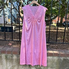 Vintage NWT JCPenney Pink Nylon Sleeveless Nightgown with Lace Detail