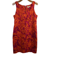 Michael Kors Womens Magenta Shift Dress Abstract Print Vibrant Orange Size 14
