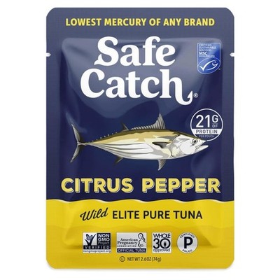 Safe Catch Elite Lowest Mercury Wild-Caught Tuna Pouch Citrus Pepper Seasoned...