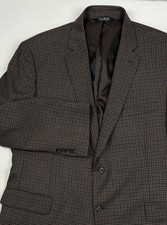 Jos A Bank Executive 100 Wool Sport Coat 44R Two-Tone Brown/Black Checkered EUC