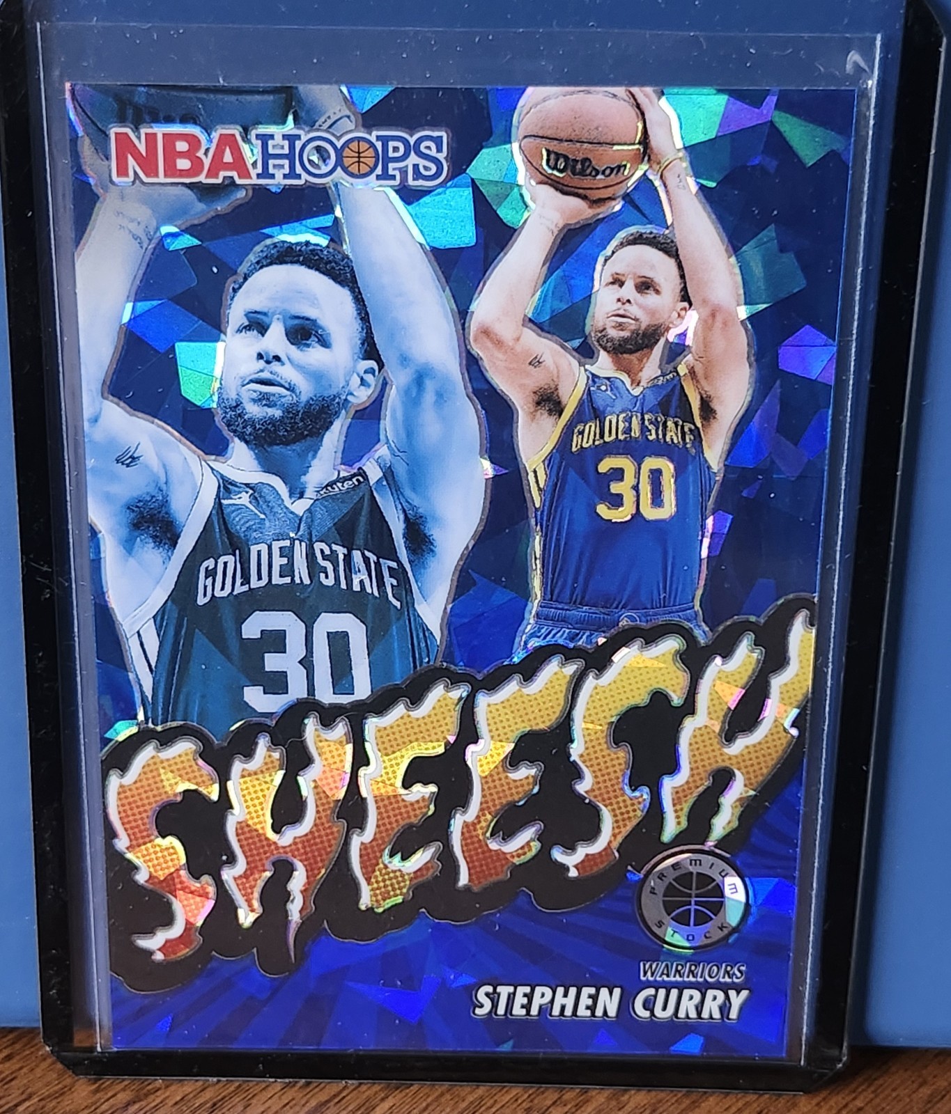 2023-24 Panini Hoops Premium Stock Sheesh Blue Ice Prizm Stephen Curry 53/99