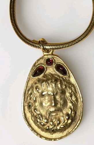 Vintage signierte ALVA Museum Jupiter Gott des Donners vergoldet Anhänger Halskette - Bild 1 von 10