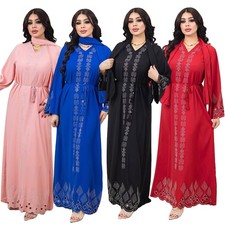 Evening V-Neck Abaya Long Maxi Dress Turkey Women Kaftan Ramadan Robes Gown Arab