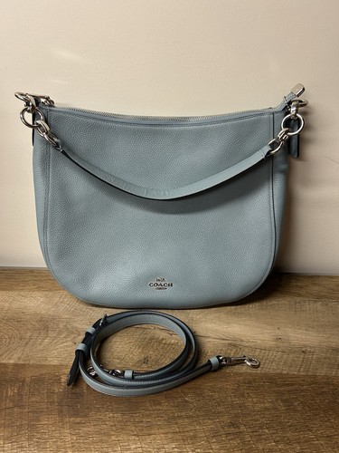 Coach 58036 Chelsea Hobo 32 Leather Shoulder Bag CLOUD Blue Crossbody Nice!