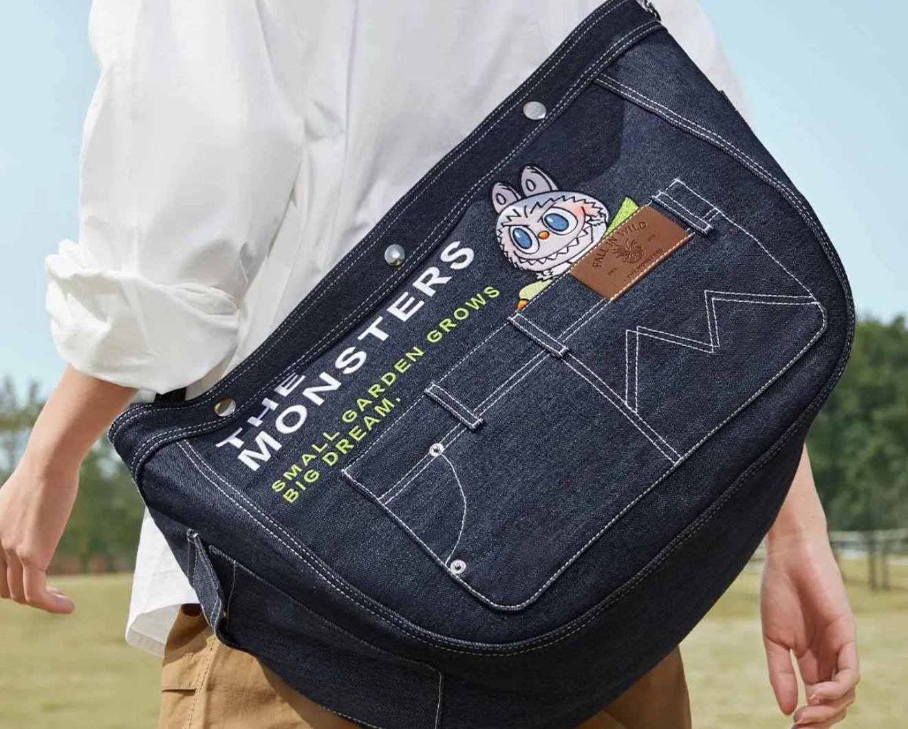 Labubu- The Monster Fall in the Wild Series Denim Messenger Bag