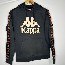 Kappa Bando Hurtado 222 Black Hoodie Logo Tape Hooded Sweatshirt Medium