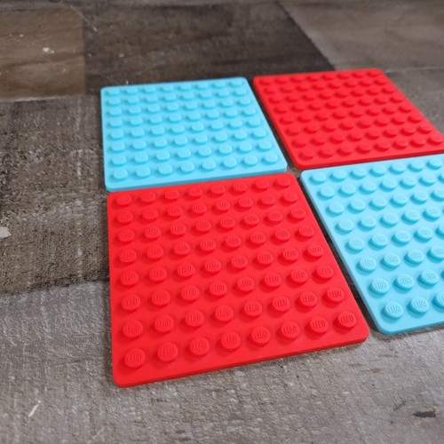 LEGO 2006 Juego de posavasos de goma de silicona (x4) - rojo/azul claro 851846 - Imagen 3 de 12