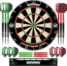 Darts - Masters Pro Premium Bristle Dartboard Set - Includes Dart Board, Darts,