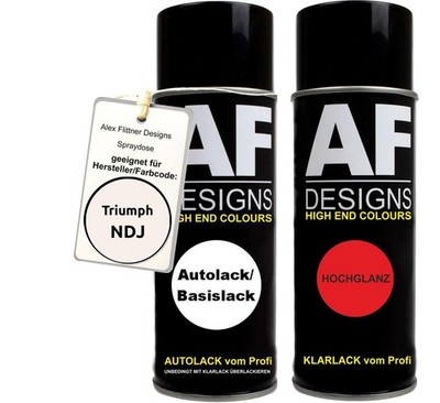 Autolack Spraydose Set  Triumph NDJ Dover White Basislack Klarlack Sprühdose 400
