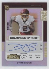 2021 Panini Contenders Rookie RPS Championship Ticket 1/49 Dyami Brown Auto 0c6