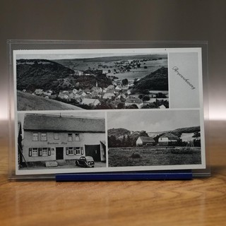 Argenschwang Bad Kreuznach Gasthaus Kipp Schwimmbad Burg 1954 RPPC gel. AK