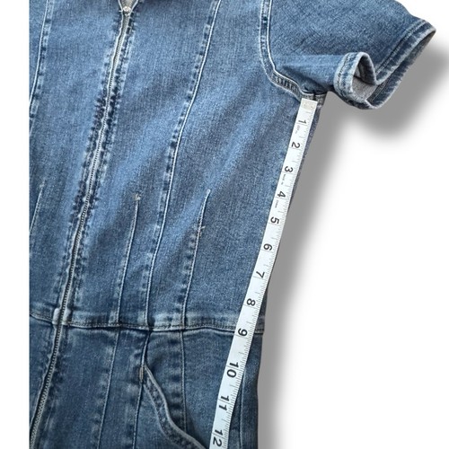 We The Free Jayde Flare Jumpsuit Zip Up Sunburst Blue Stretch Women’s Size L - Picture 9 of 16