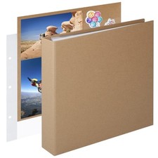 12x12 Inch Large 3 Ring DIY Scrapbook Photo Album Journal with 30 Plastic Sle...