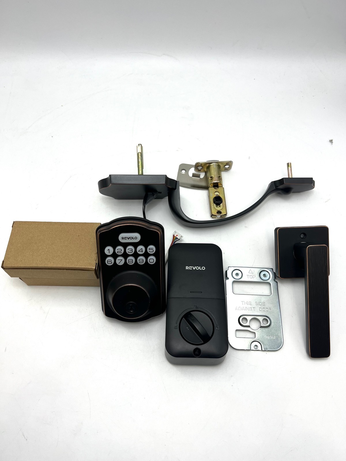 Замок входной двери Revolo RE001 с электронной клавиатурой и засовом без ключа из бронзы натертой маслом 9490₽