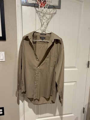 Croft & Barrow Men's Beige Long Sleeve Button-Up Shirt L Cotton Blend