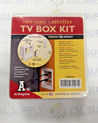 Arlington TVBR505K 2-Gang Recessed Power & Low Voltage TV Box Kit White