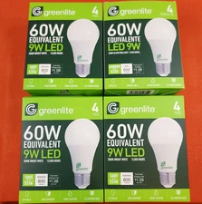 LED 16 Pack 9W 60W Equivalent 3000K Light Bulbs BRIGHT 800 LUMENS Greenlite A19