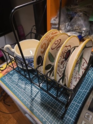 Tuscan Olive Oil Dish Set w/ Rack & Cup Plate Bread Server