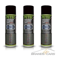 PETEC 3x 500ml STEINSCHLAG UNTERBODENSCHUTZ SCHWARZ &Uuml;BERLACKIERBAR KAUTSCHUK #