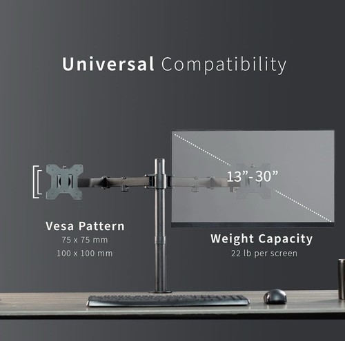 VIVO Support de Bureau Double Moniteur, Support en Acier Résistant Entièrement Réglable jusqu'à 30" - Photo 7/9