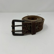 Vintage Ed Hardy Genuine Leather Belt Brown Studded Mens Large Tiger Punk Y2K