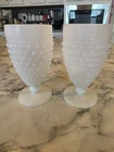Set of 2 Vintage Milk Glass Goblets – Mold Numbers 1 & 2 – Pressed Glass –...