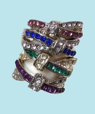 Fashion Rings Choice of 4 Colors , Unbranded, Silvertone Band, Sizes 8, and 8.5
