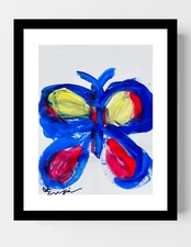 GUAJARDO Original Expressionism Butterfly 14X11 Paper Signed Art
