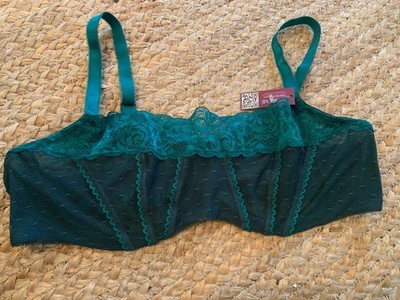 NWT Adore Me Emerald Green Sheer Lace Bra 38DD Unpadded UW Beautiful