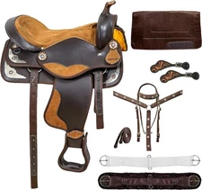 Western Barrel Synthetic Cordura Horse Saddle with all set incuding saddle pad
