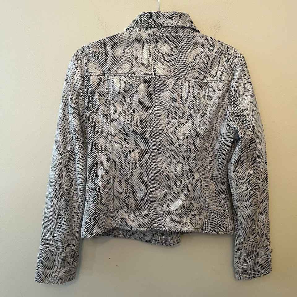 Kut from the Kloth Snakeskin Print Moto Jacket Women's Size Medium - Image 4 of 4