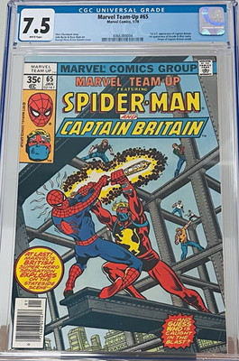 Marvel Team-Up #65 CGC 7.5 White Pages 1978 1st US Captain Britain Spider-Man