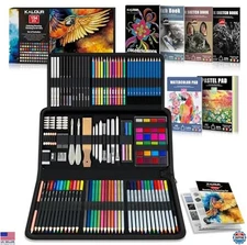 154PCS Art Supplies Set - Drawing Kit with Sketchbooks, Pencils & Tutorials