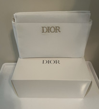 Dior Trousse Pouch Makeup Bag White Fabric Zi...