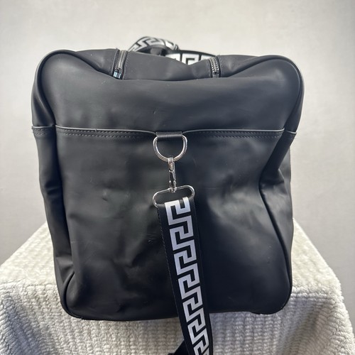 VERSACE Parfum Weekender Duffel Bag Black Shoulder Strap Double Handle Greek Key - Picture 5 of 24