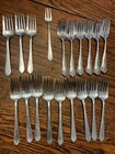 Sterling Silver Forks: 13 Lunt William & Mary, 6 Gorham Lancaster, 18.1 Ounces