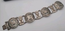 Bracelet Ancien Pérou en Argent Massif - Motifs Précolombiens Nazca Inca #Q150