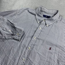 Ralph Lauren Mens Big  Tall 2XB Button Down Shirt Navy White Check Long Sleeve