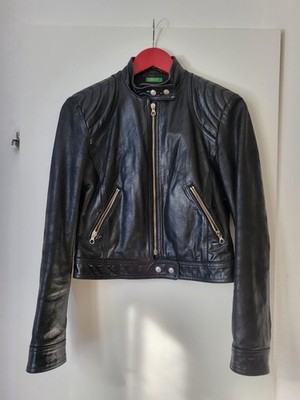 Vintage Biker- / Café Racer Lederjacke von United Colors of Benetton