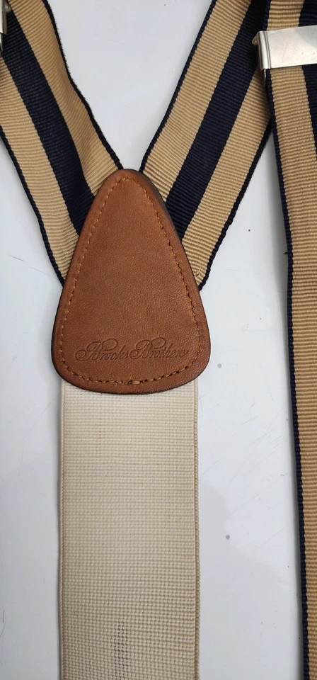  Tirantes a rayas Brooks Brothers azul y marrón claro. Hecho en Inglaterra Foto 4 de 4