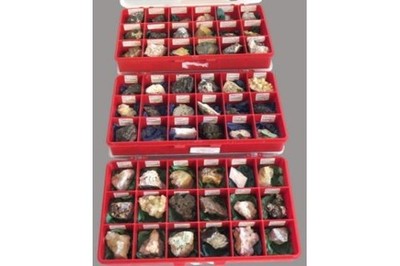 Collection of 54 various minerals, approx 4 x 3.5 cm.