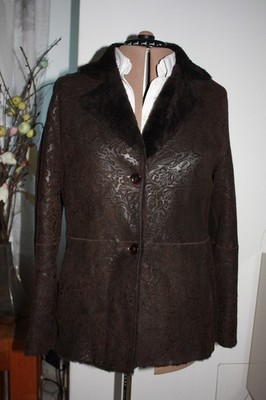 Lambskin jacket embossed chocolate brown size 38/40 elegance Paris NR  499 excellent condition!